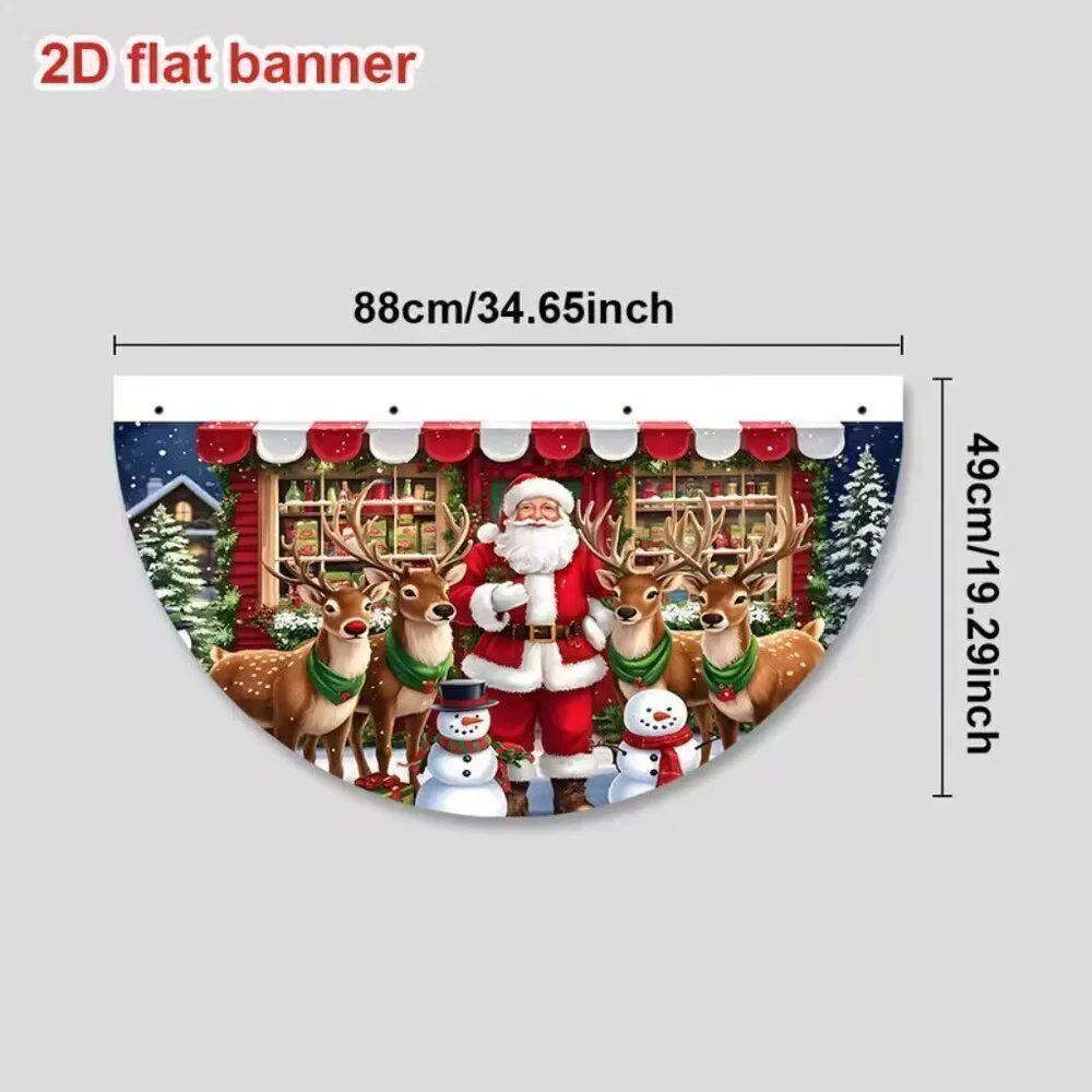 19 x 35 Holiday Wall Banner Festive Christmas Snowman Santa's Home and Reindeer